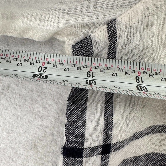 Talbots Collection Blouse Womens 4 Ivory & Black Plaid Button Up 100% Linen Top - Picture 12 of 14